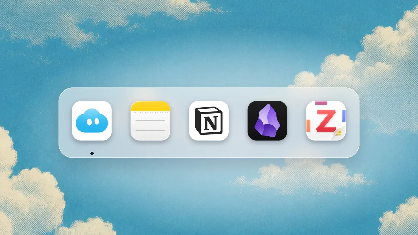 Íconos de Nudge, Apple Notes, Notion, Obsidian, Zotero