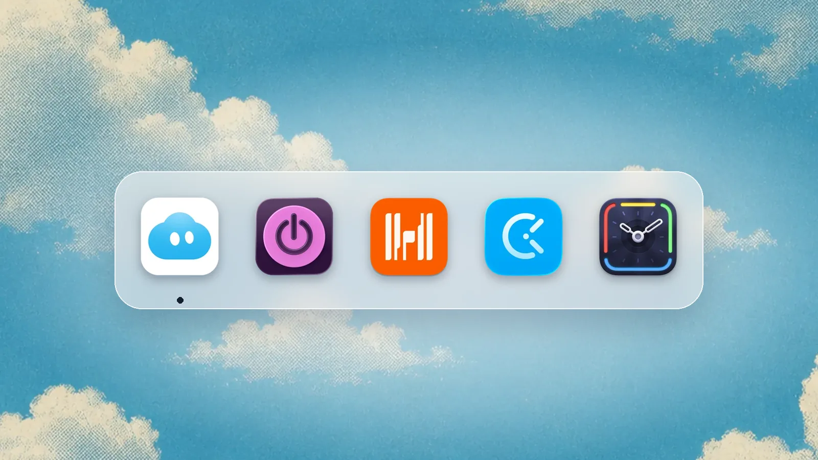 App-Symbole von Nudge, Toggl Track, Harvest, Clockify, Timing